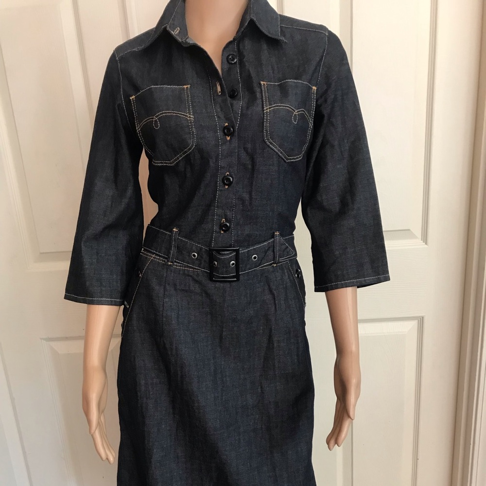 Mavi denim dress with belt flat and flare size 2